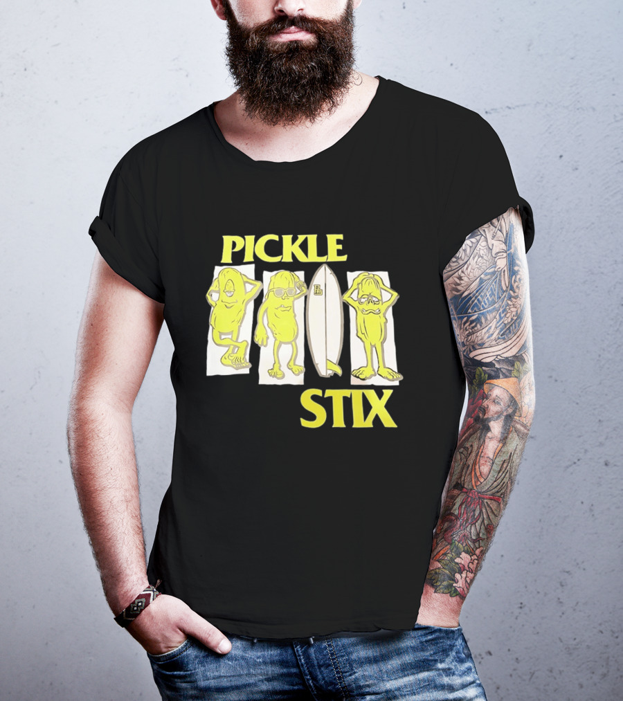 Pickle Stix Surfboard Vacation Characters T-Shirt