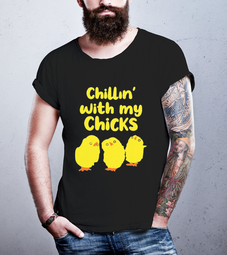 Chillin' With My Chicks Cute Yellow Cartoon Birds T-Shirt