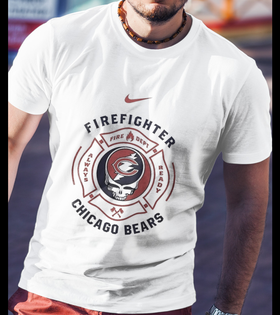 Nike Firefighter Chicago Bears Grateful Dead Collaboration T-Shirt