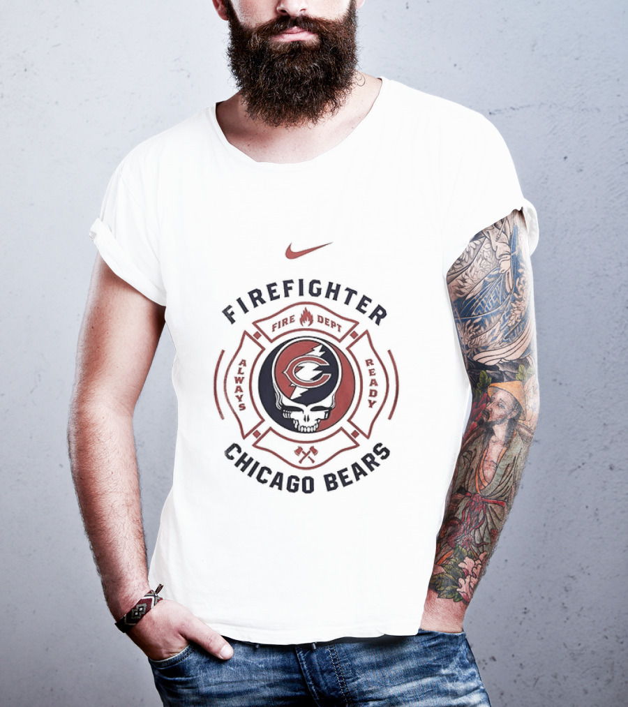 Nike Firefighter Chicago Bears Grateful Dead Collaboration T-Shirt