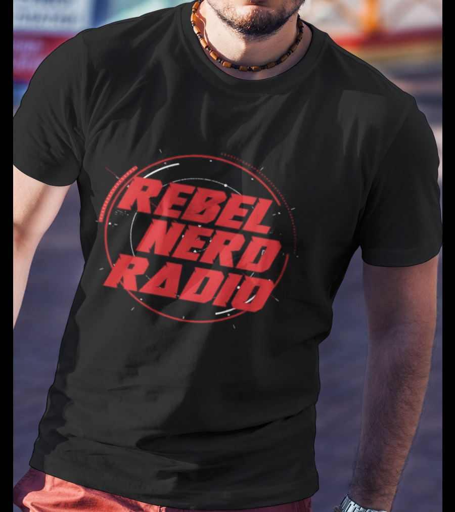 Rebel Nerd Radio Red Grunge Circular Stamp T-Shirt