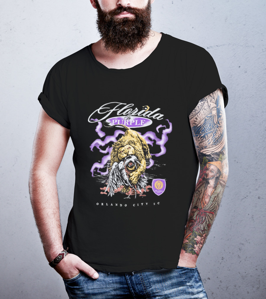 Florida Is Purple Orlando City SC Lion And Eagle Battle T-Shirt