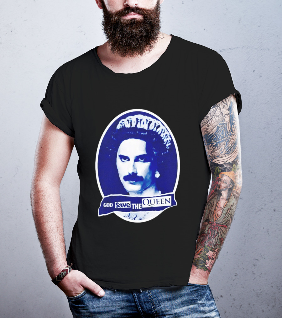 God Save The Queen Freddy Mercury Regal Punk Icon Sticker T-Shirt