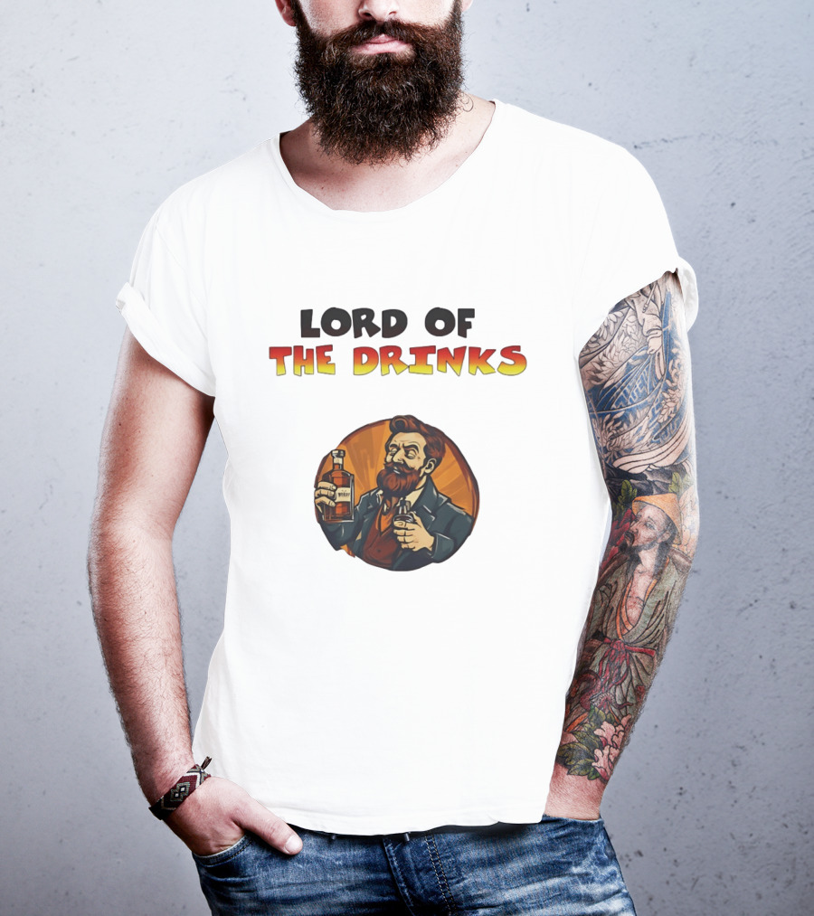 Lord Of The Drinks Whiskey Bearded Man T-Shirt