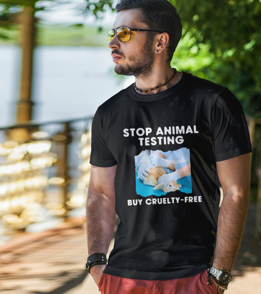 Stop Animal Testing Buy Cruelty Free Rabbit Testing Protest Awareness T-Shirt