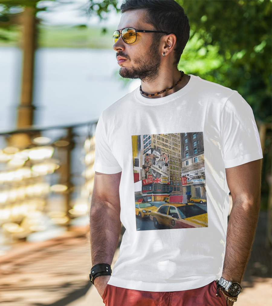 New York City Times Square Taxi Doubles Business British Flag T-Shirt
