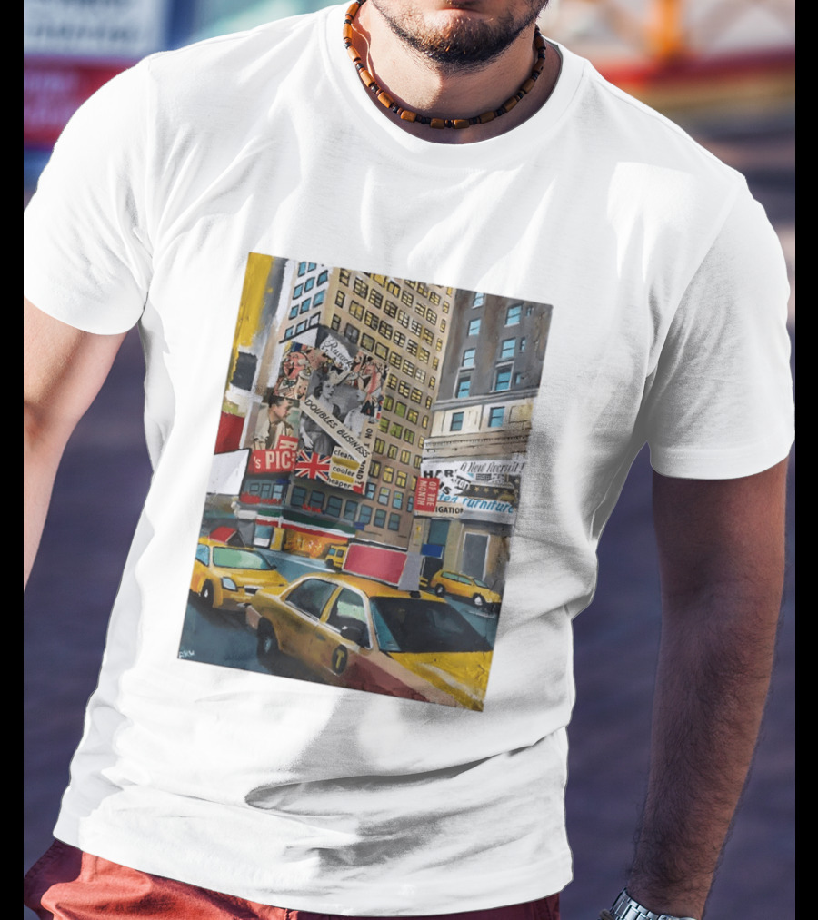 New York City Times Square Taxi Doubles Business British Flag T-Shirt