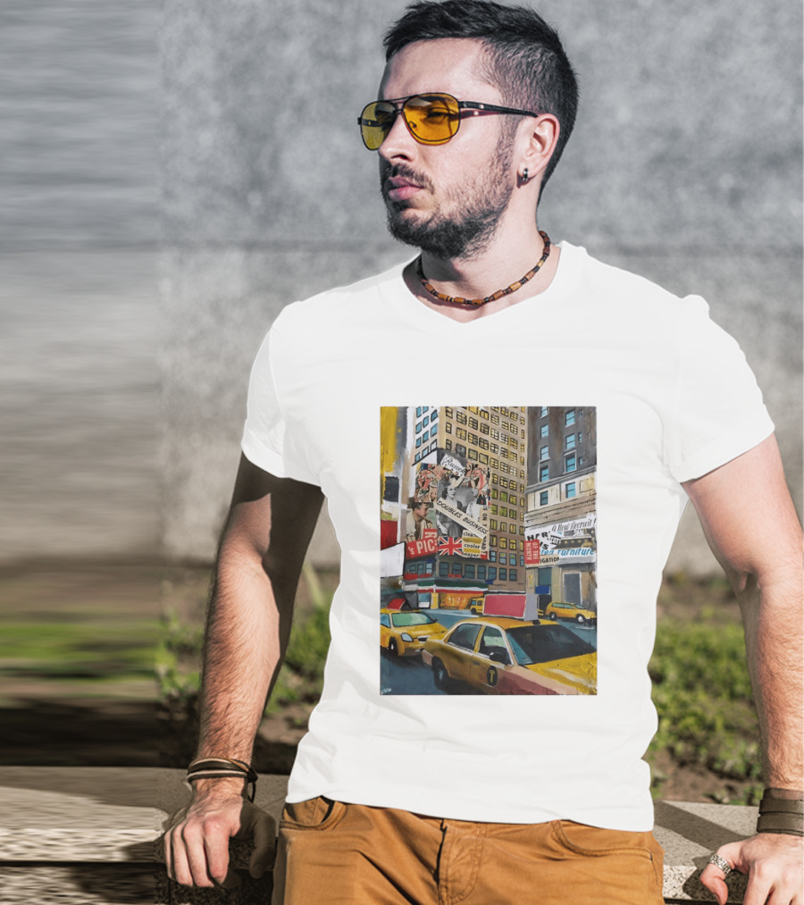New York City Times Square Taxi Doubles Business British Flag T-Shirt