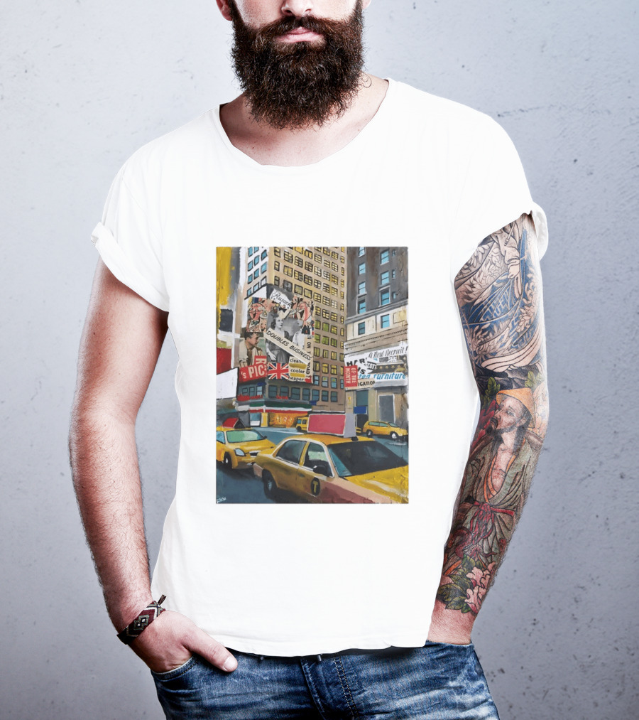 New York City Times Square Taxi Doubles Business British Flag T-Shirt