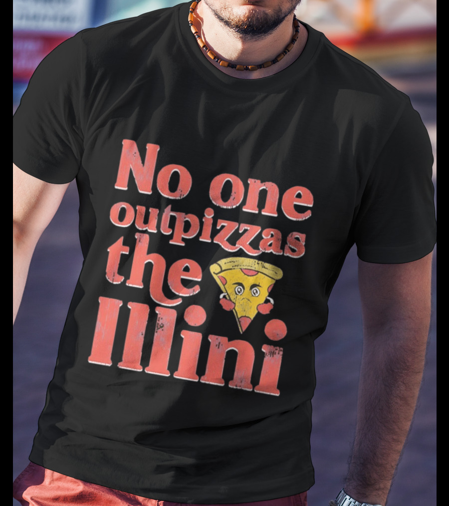No One Outpizzas The Illini Pizza Face T-Shirt