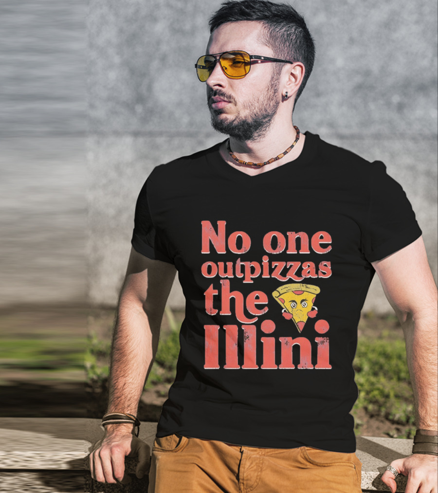 No One Outpizzas The Illini Pizza Face T-Shirt