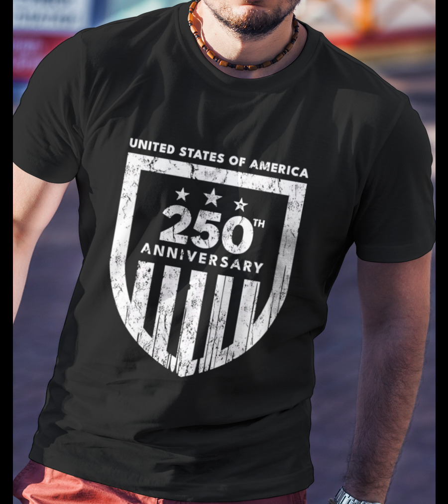 United States Of America 250th Anniversary Shield Stars Stripes T-Shirt