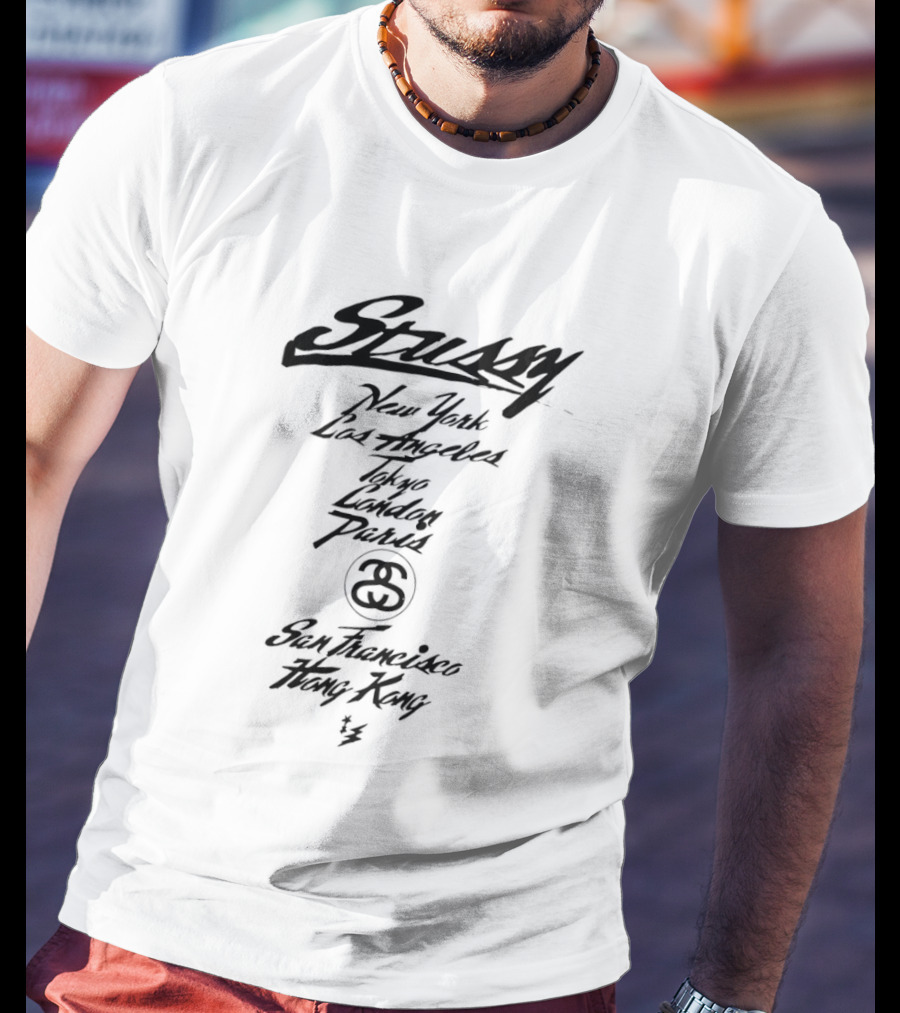 Stussy New York Los Angeles Tokyo London Paris San Francisco Hong Kong Signature 8 Ball T-Shirt