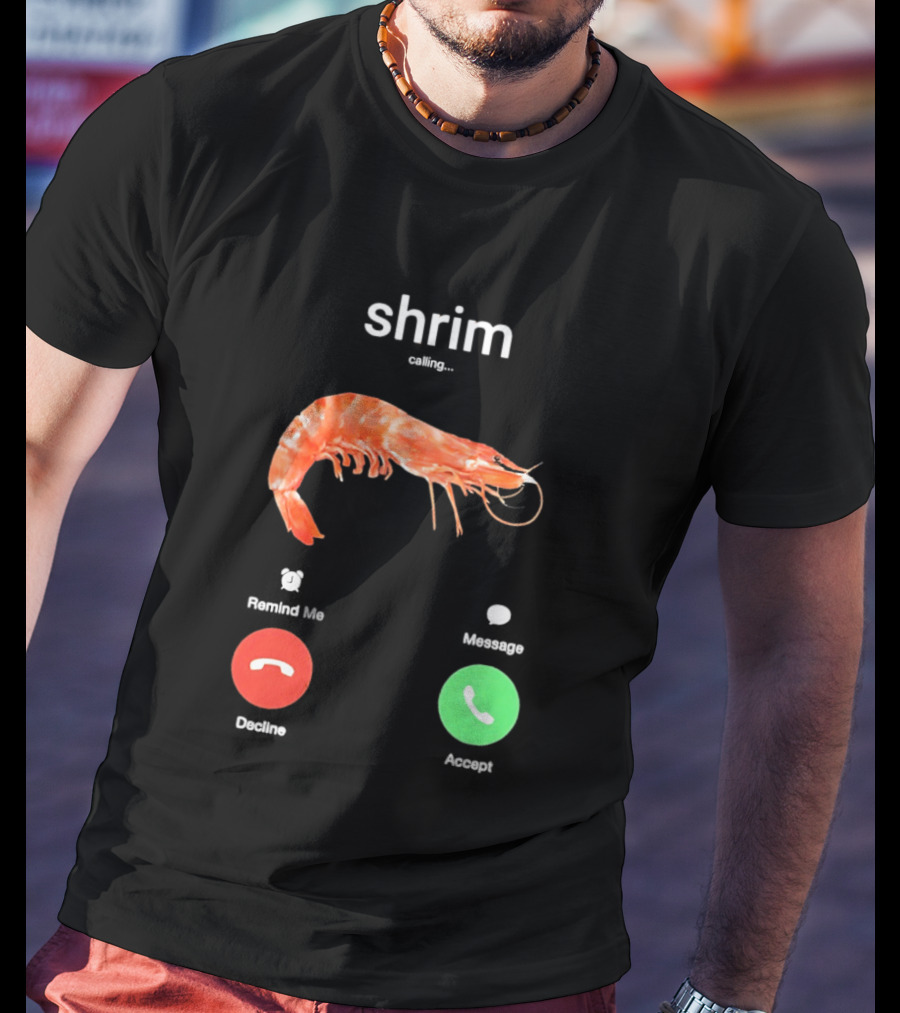 Shrim Phone Call User Interface Prank Joke Prawn Shrimp Emoji T-Shirt