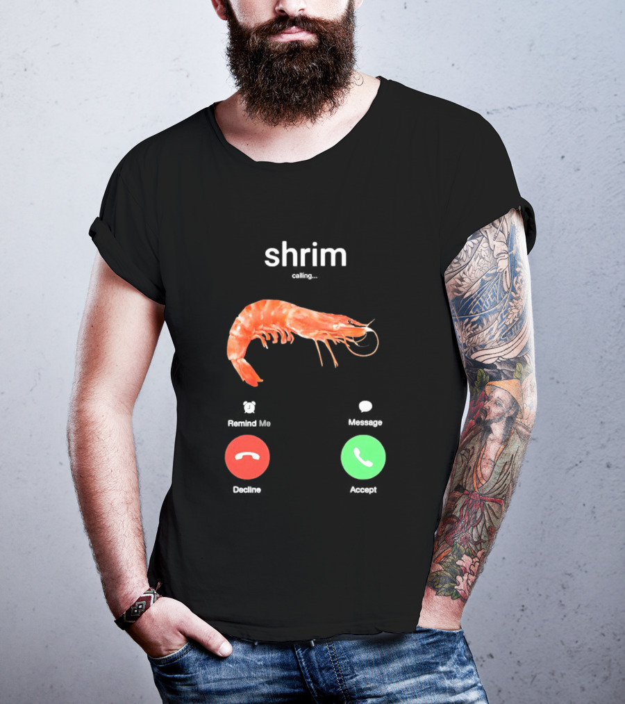 Shrim Phone Call User Interface Prank Joke Prawn Shrimp Emoji T-Shirt