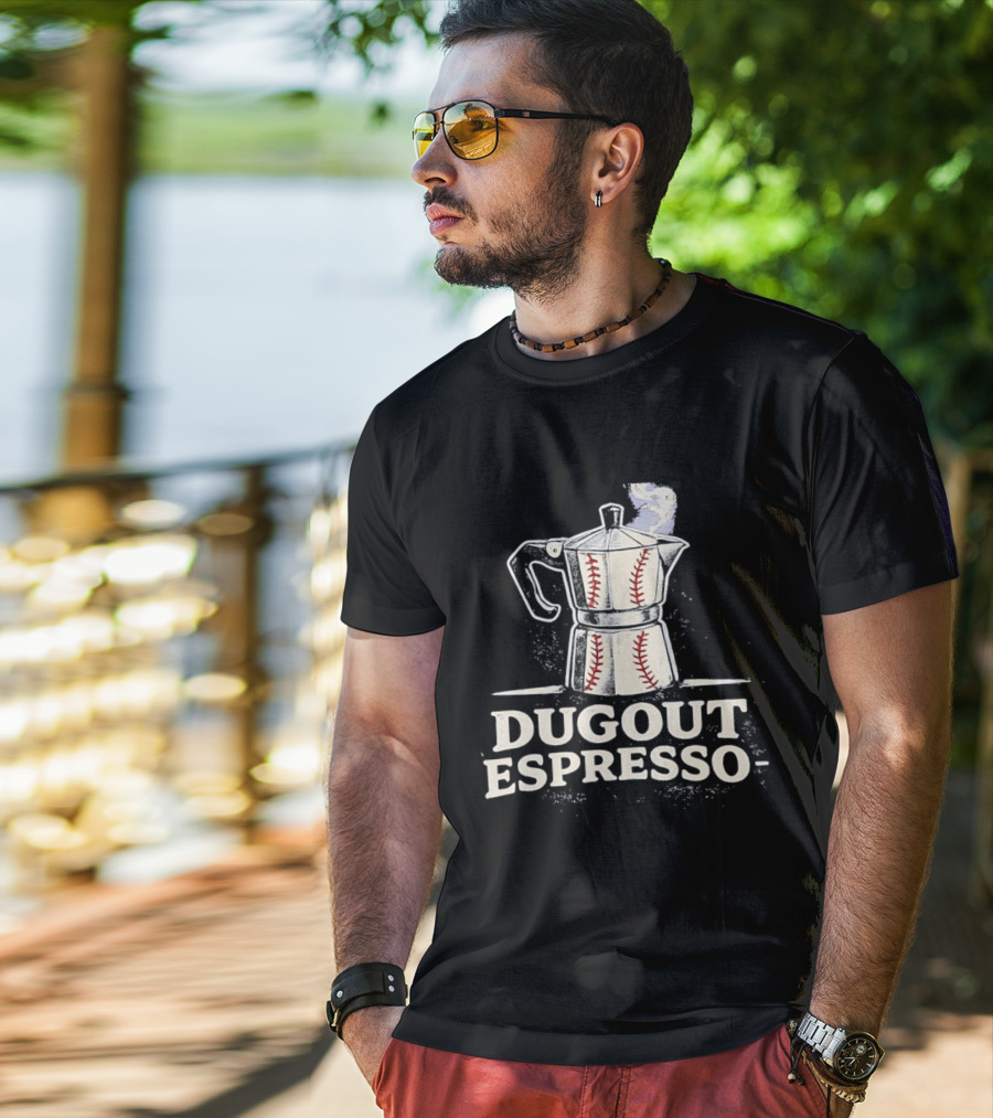 Dugout Espresso Coffee Baseball Pot Seam T-Shirt