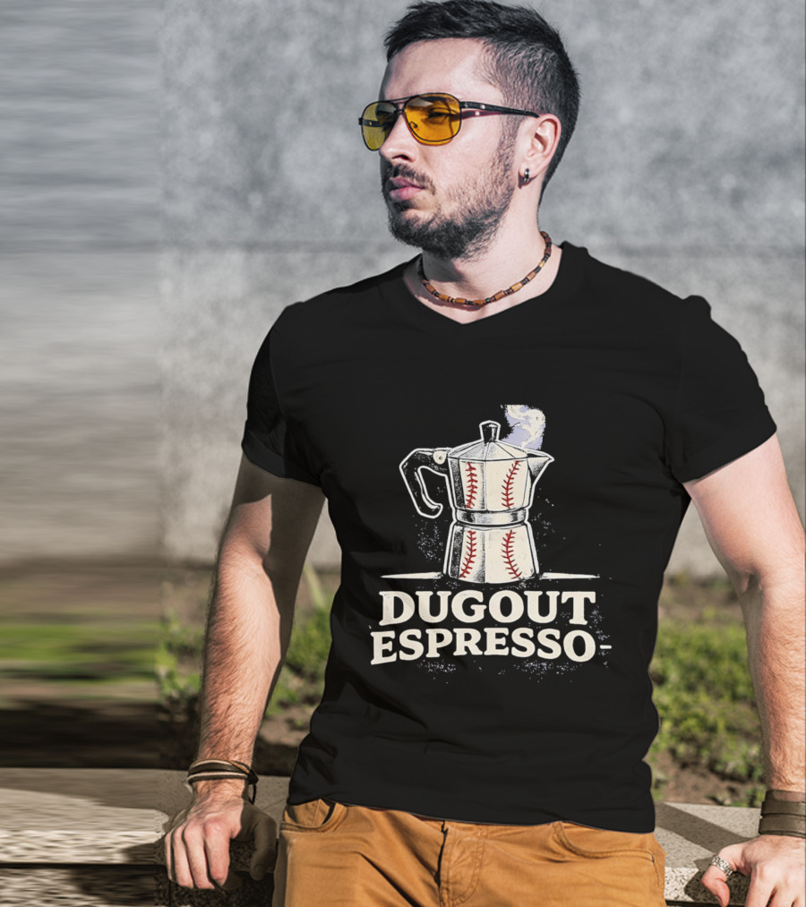 Dugout Espresso Coffee Baseball Pot Seam T-Shirt