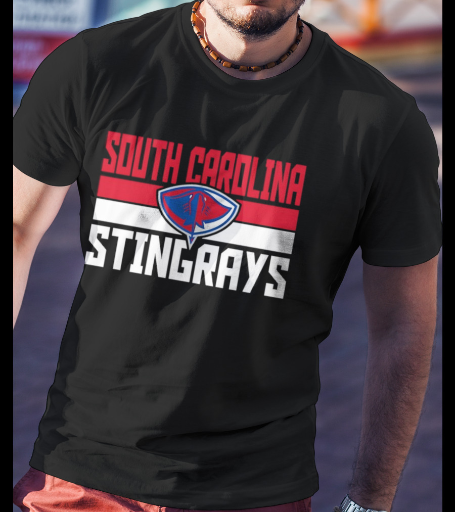 South Carolina Stingrays Hockey Team Logo Bold Red Blue White T-Shirt