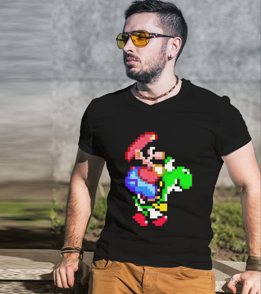 Mario And Yoshi Super Mario World Pixel T-Shirt