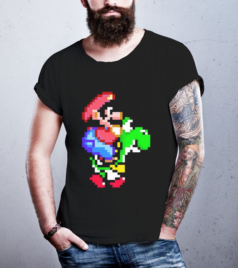 Mario And Yoshi Super Mario World Pixel T-Shirt