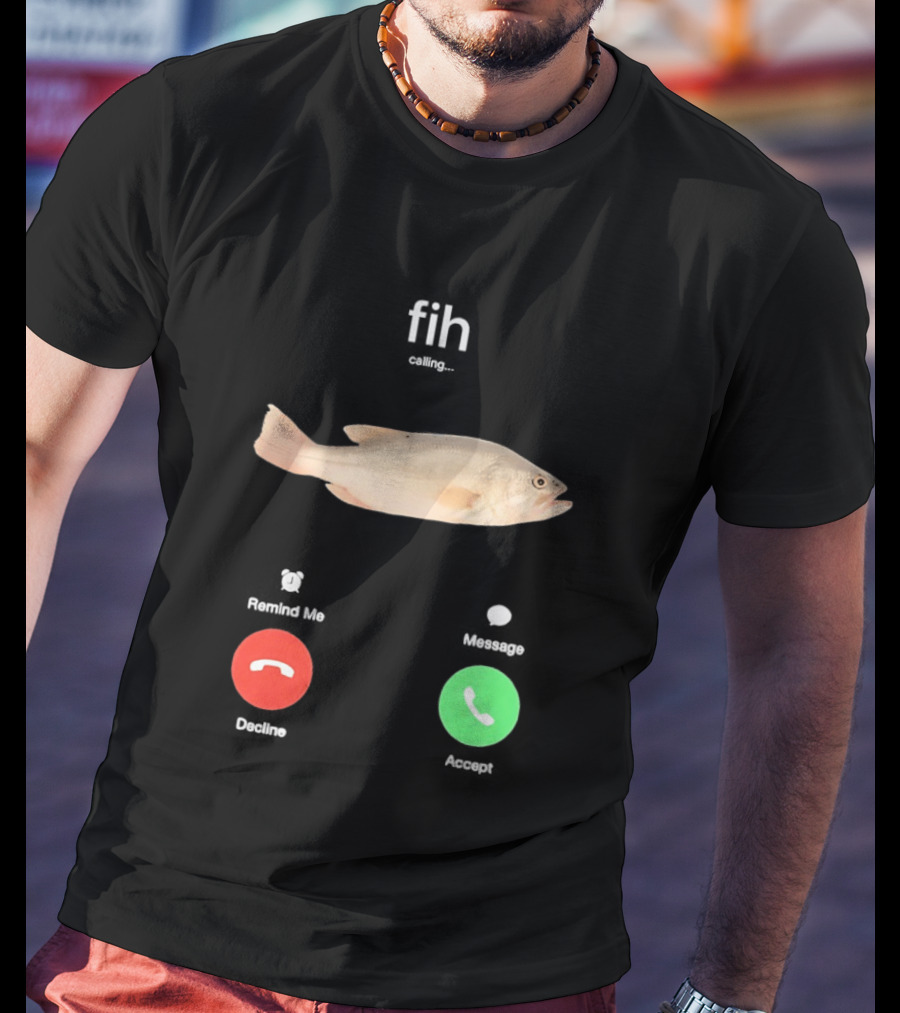 Fish Phone Call Funny User Interface Comedy T-Shirt