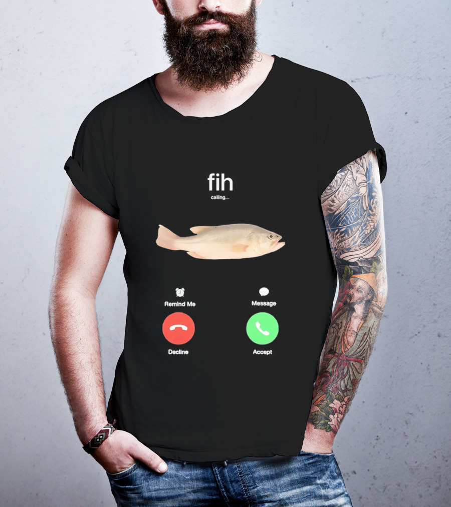 Fish Phone Call Funny User Interface Comedy T-Shirt