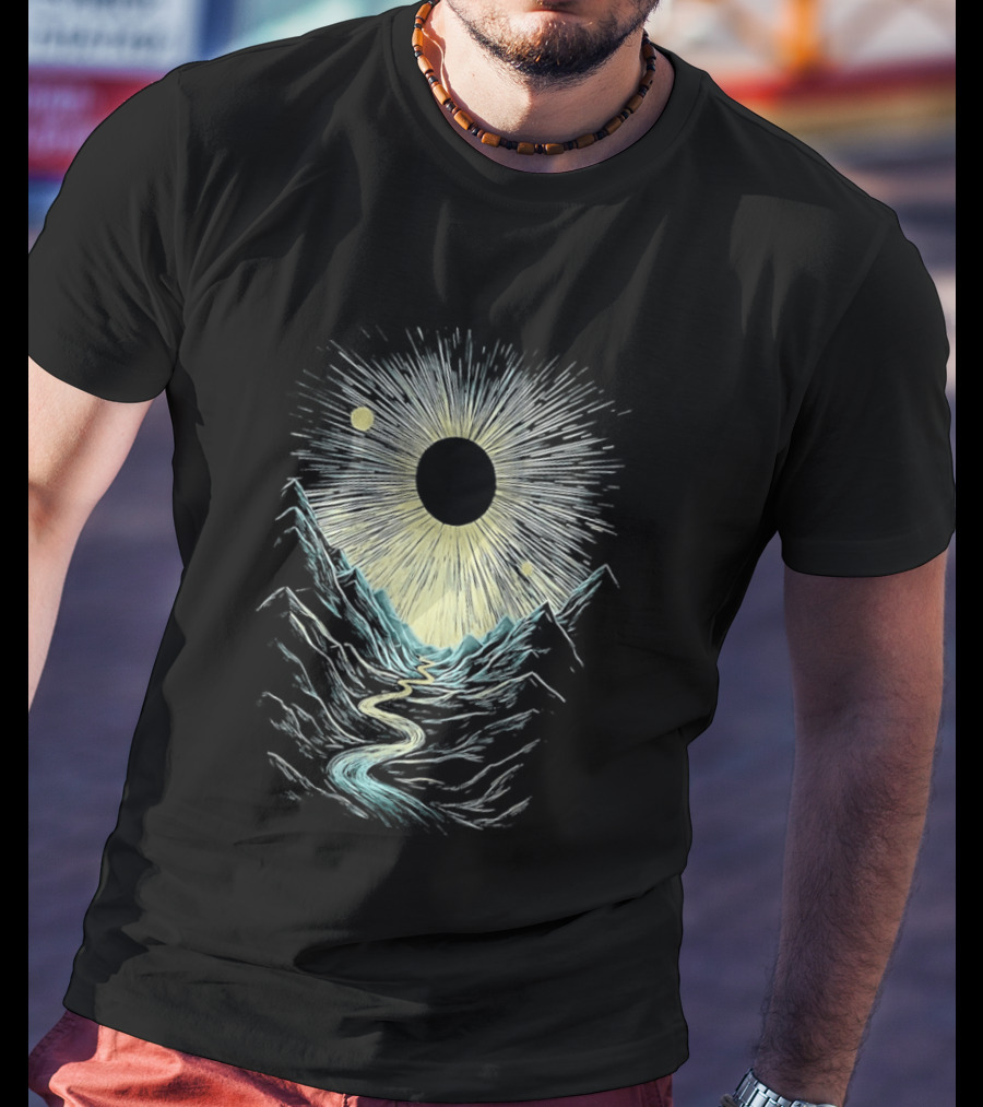 The Moon Illuminating A Scenic Valley And River Landscape T-Shirt