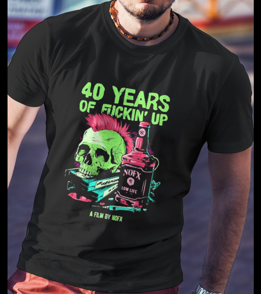 40 Years Of Fuckin' Up NOFX Bottle Skull A Film By NOFX T-Shirt