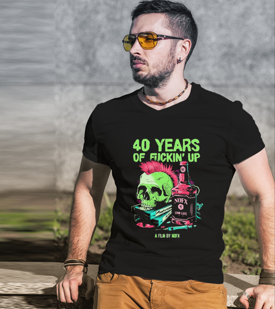 40 Years Of Fuckin' Up NOFX Bottle Skull A Film By NOFX T-Shirt