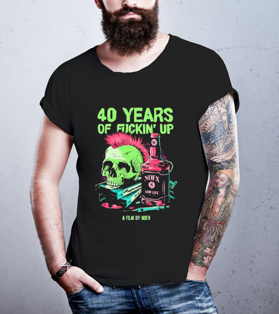 40 Years Of Fuckin' Up NOFX Bottle Skull A Film By NOFX T-Shirt