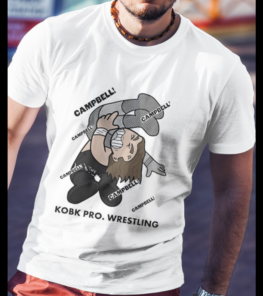 Campbell Kobk Pro Wrestling Black Gloved Wrestler Pinning Move T-Shirt