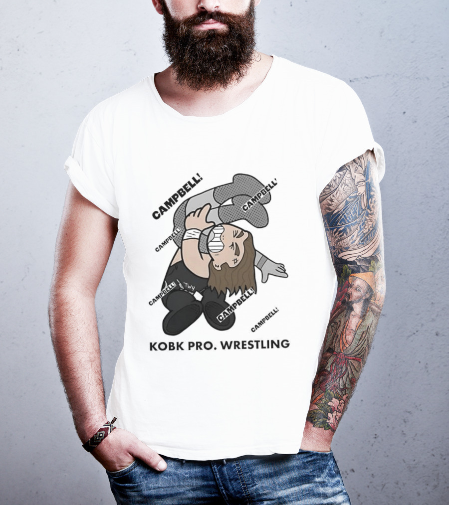 Campbell Kobk Pro Wrestling Black Gloved Wrestler Pinning Move T-Shirt