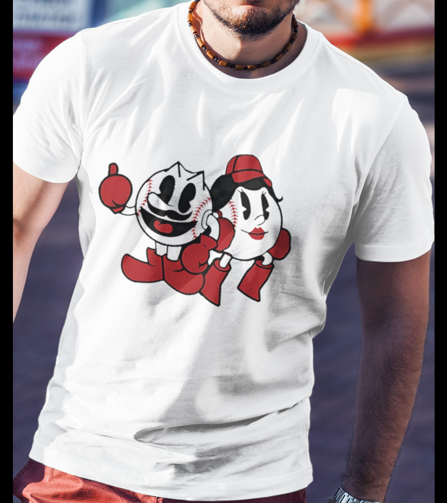 Cincinnati Reds Mr And Ms Baseball Cartoon T-Shirt