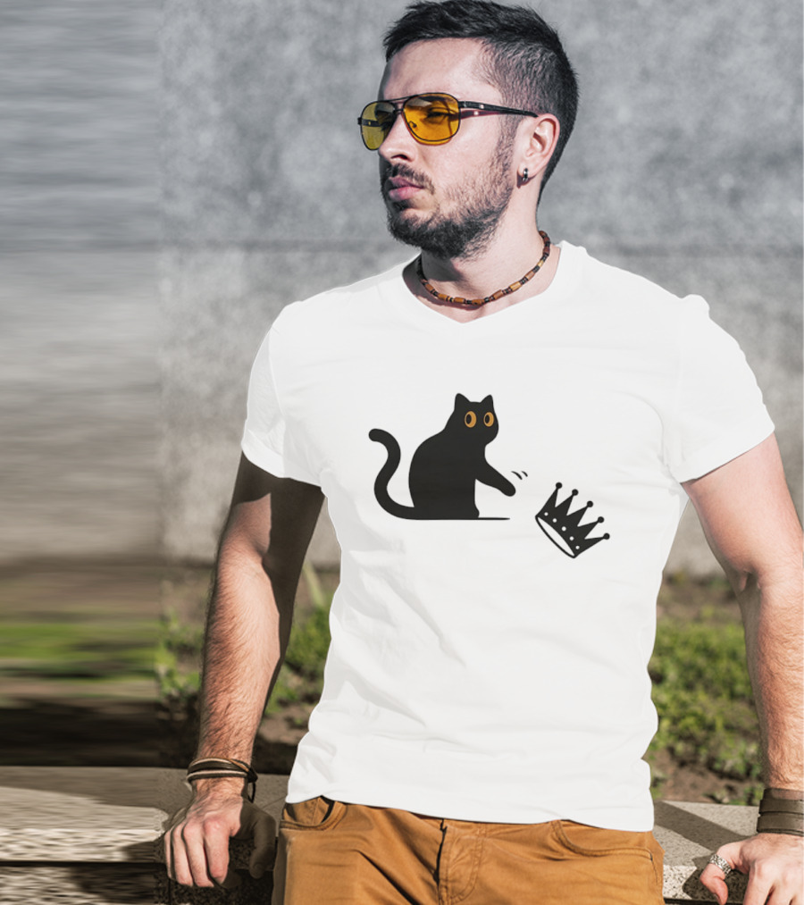 No Kings Cat 2026 Meme Black Cat And Crown T-Shirt