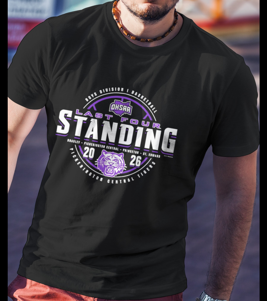 OHSAA 2026 Boys Basketball Division I Last Four Standing Pickerington Central Tigers T-Shirt