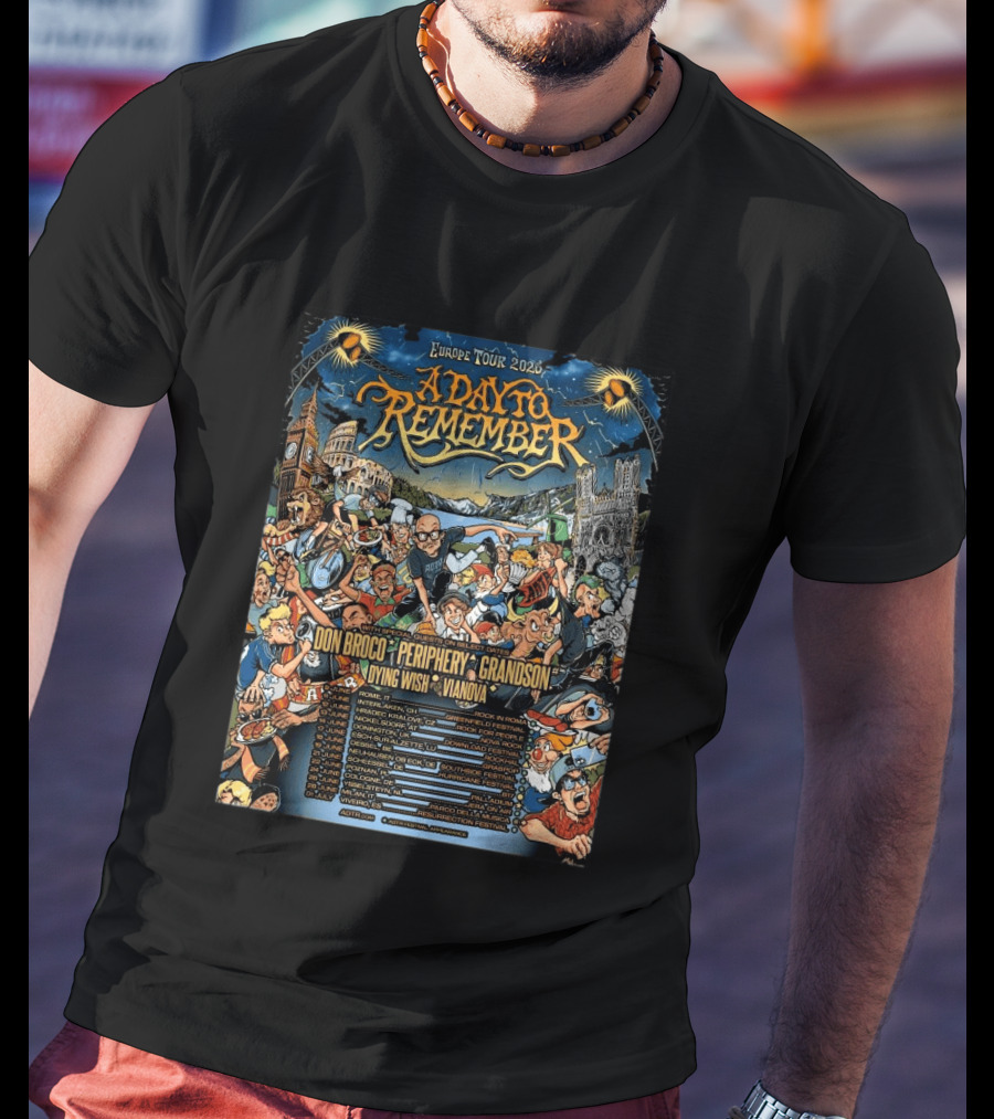Europe Tour 2026 A Day To Remember Headline Shows Between Festivals Schedule T-Shirt