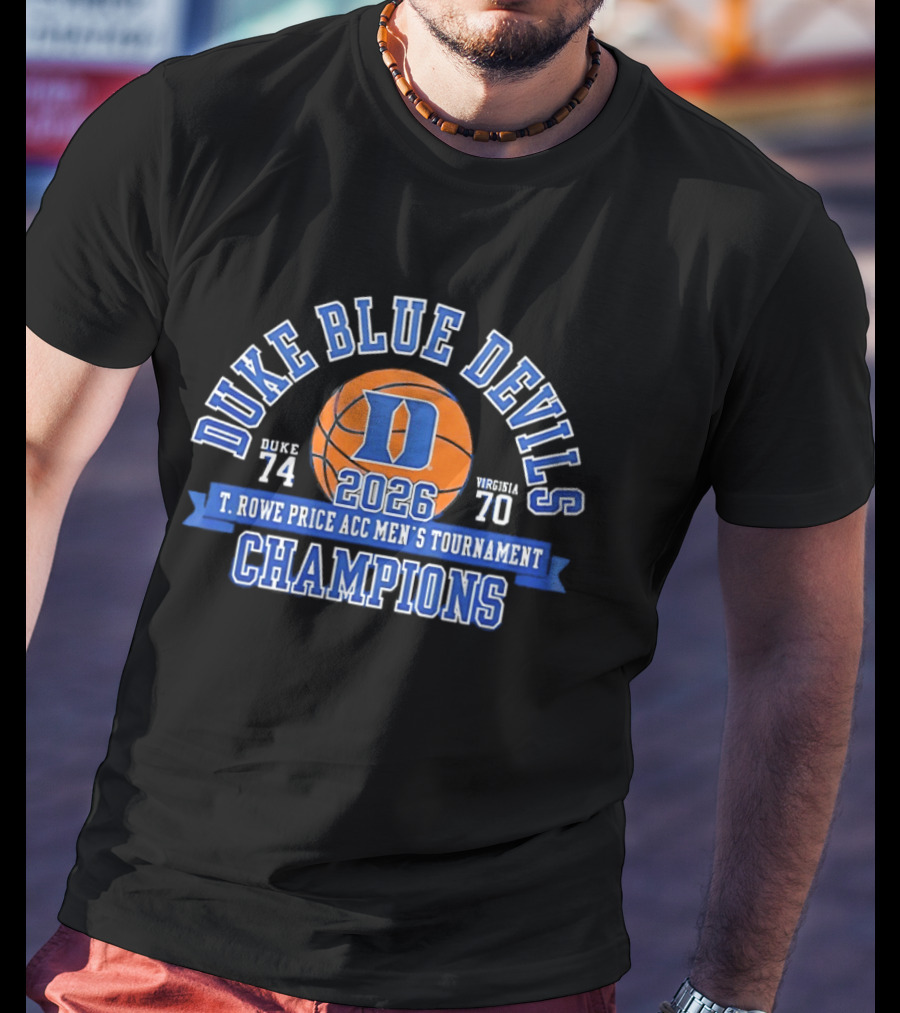 Duke Blue Devils 2026 T. Rowe Price ACC Men's Tournament Champions 74 70 T-Shirt
