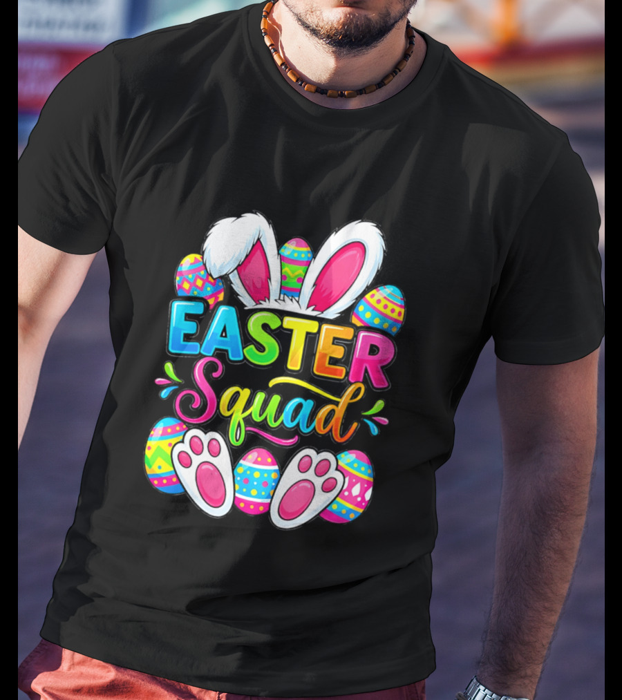 Easter Squad Bunny Ears Colorful Egg Hunt Matching Family 2026 T-Shirt