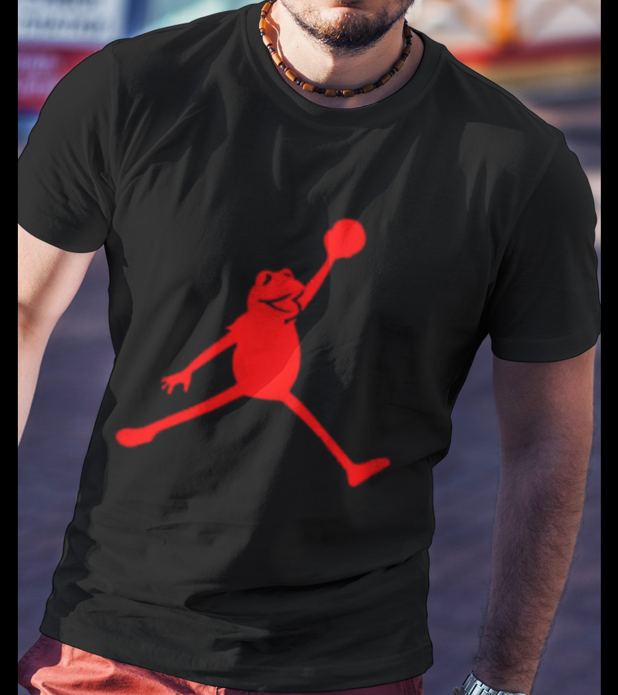 Jordan Frogs Jump Dunkman Kermit Parody Red T-Shirt