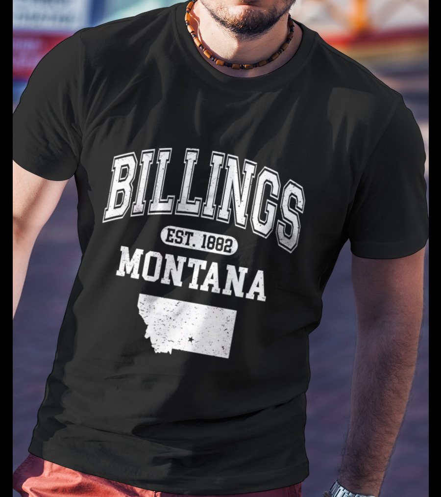 Billings Montana Est 1882 Varsity With State Map T-Shirt