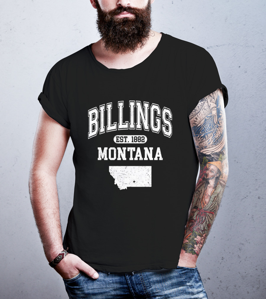 Billings Montana Est 1882 Varsity With State Map T-Shirt