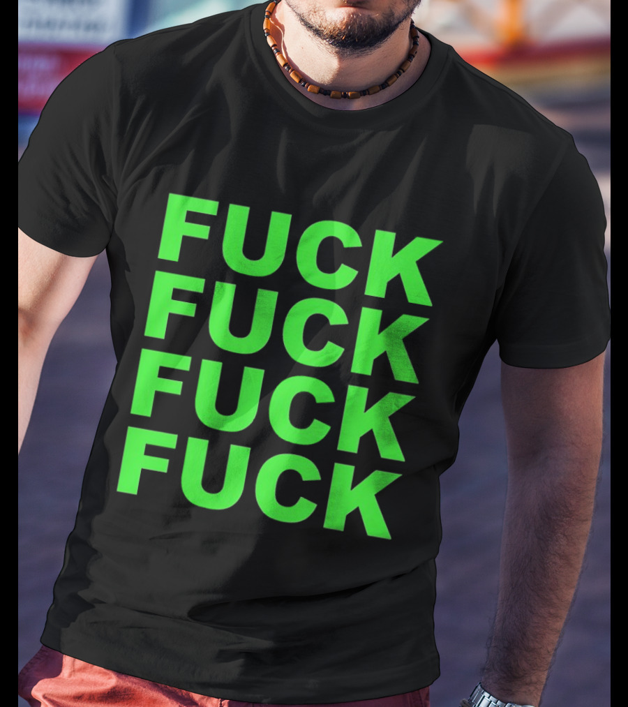 F<strong>* F</strong>* F<strong>* F</strong>* Repeated Bold Neon Green T-Shirt