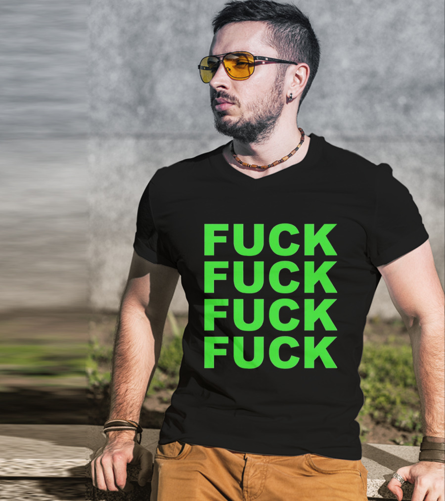 F<strong>* F</strong>* F<strong>* F</strong>* Repeated Bold Neon Green T-Shirt
