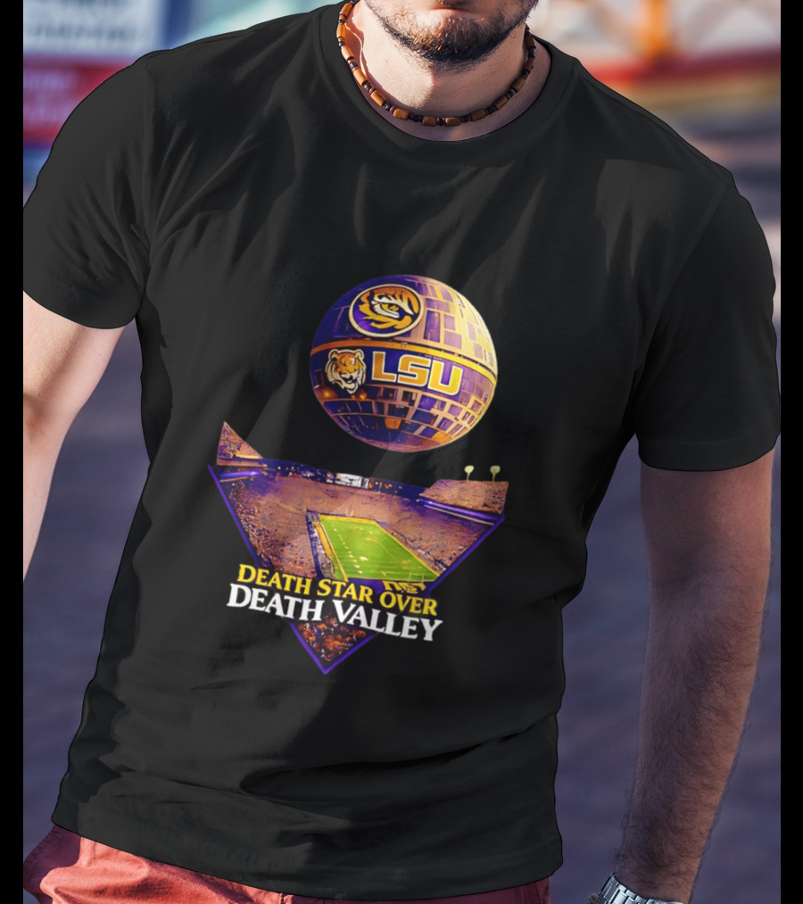 LSU Tigers Death Star Over Death Valley Stadium LSU T-Shirt