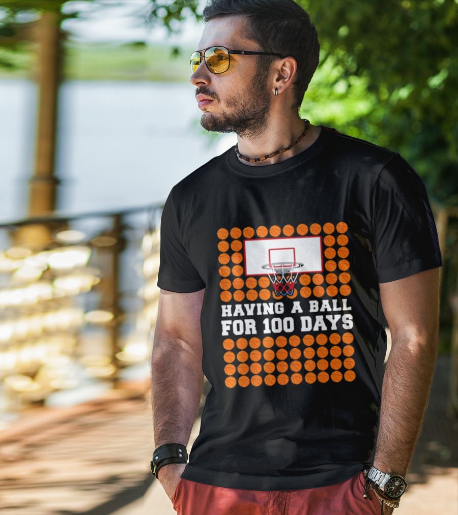 100 Days Of School Basketball Fun 100th Day Balls T-Shirt
