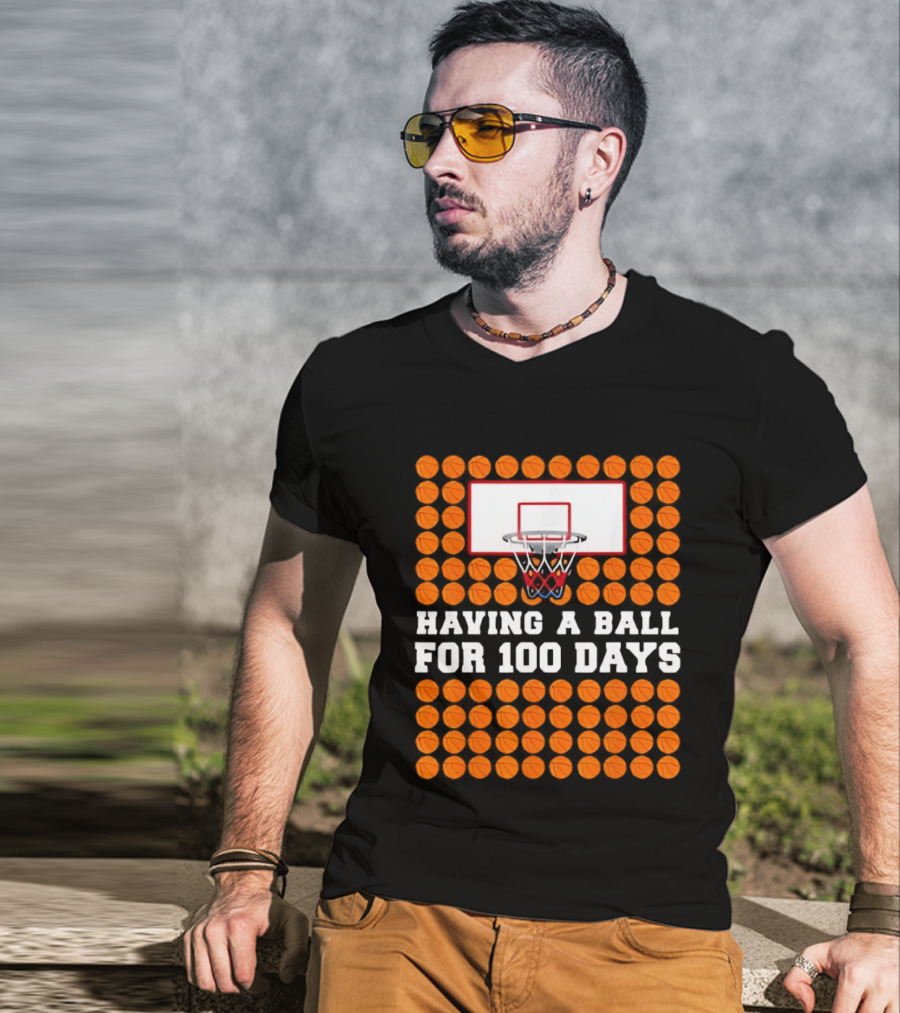 100 Days Of School Basketball Fun 100th Day Balls T-Shirt