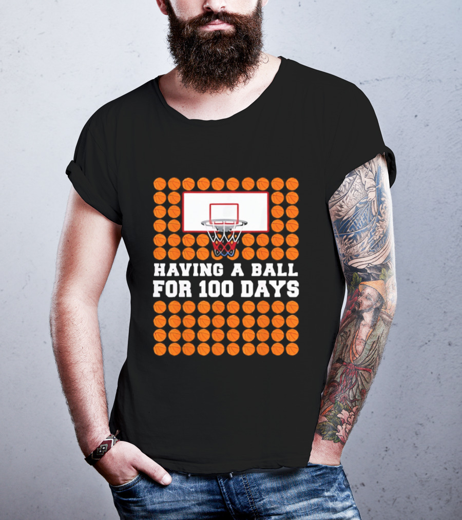 100 Days Of School Basketball Fun 100th Day Balls T-Shirt