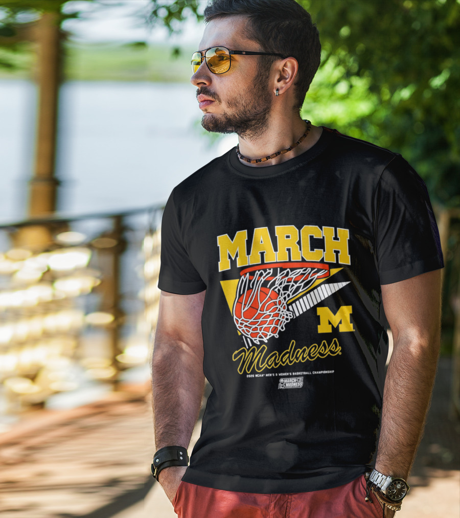 Michigan Wolverines March Madness MBB & WBB 2026 Basketball Championship Swish T-Shirt