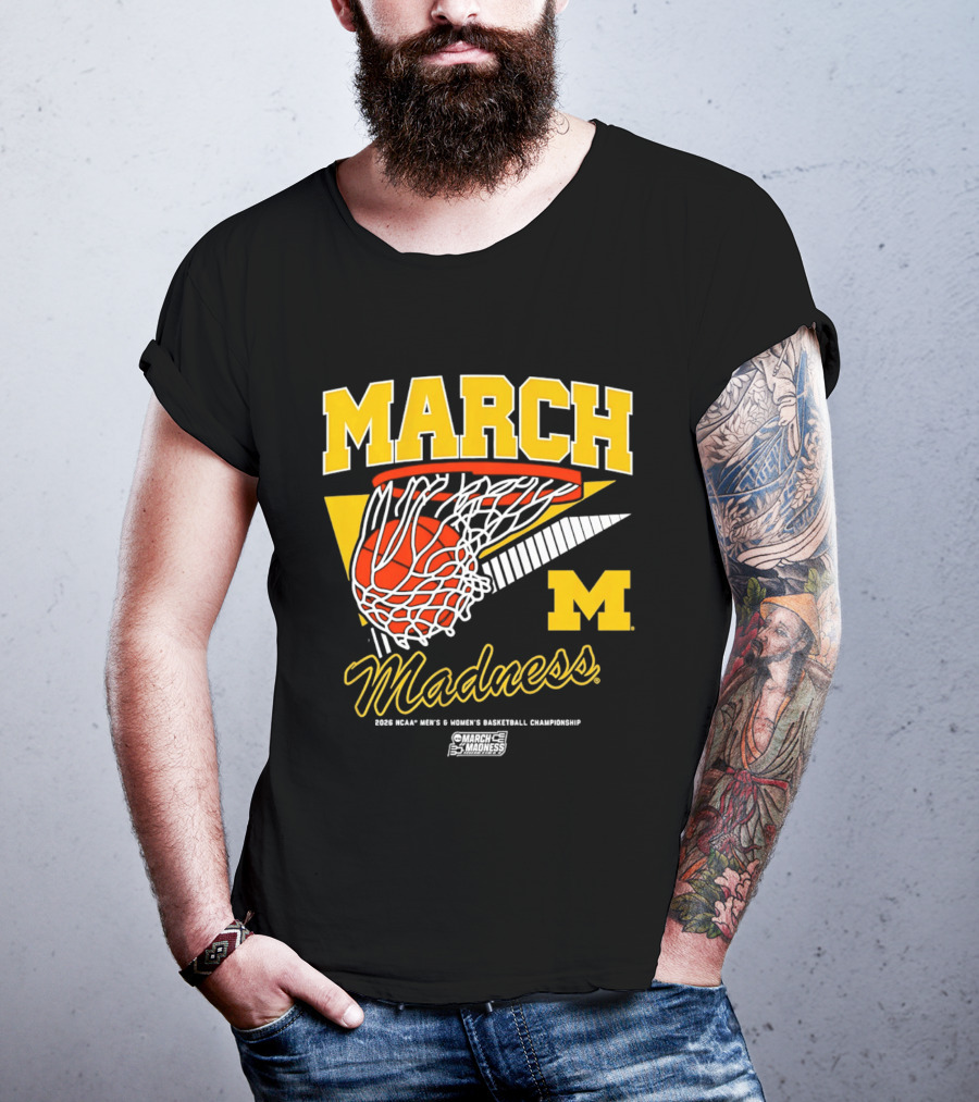 Michigan Wolverines March Madness MBB & WBB 2026 Basketball Championship Swish T-Shirt