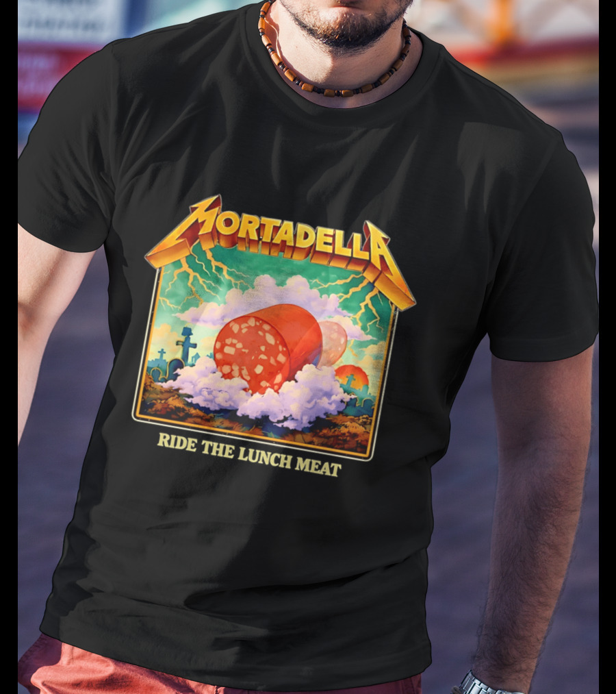 Mortadella Ride The Lunch Meat Clouds And Lightning Adventure T-Shirt